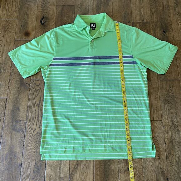 FootJoy FJ Men's Green Grey Striped Short Sleeve Logo Polo Golf Shirt Size L - Picture 4 of 7